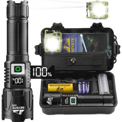 BEYSTE LED Rechargeable Torch, Extremely Bright 30,000 Lumens, Tactical Torch, Battery Operated, Battery Operated Torch, USB C, Strong Torch LED, for Outdoor Emergencies Camping