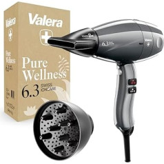 Valera, Swiss Ioncare 6.3 Professional Hair Dryer, бесшумный фен с ионным генератором, 3 уровня температуры, кнопка охлаждения, кабель с витым наконечником, 2000 Вт, 