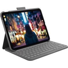 Logitech iPad (10. paaudzes) tastatūras futrālis | Slim Folio ar iebūvētu bezvadu tastatūru, angļu QWERTY izkārtojums, grafīta krāsā