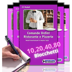 LogicaShop® Blocchi Comande Bestellungen Restaurant Pizzeria mit 25 Modulen in doppelter Ausfertigung - Blöcke 25 x 2 selbstsichernd 17 x 10 cm (80)