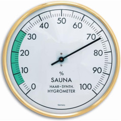 TFA Dostmann Analoges Sauna-Hygrometer, Luftfeuchtigkeit, hitzebeständig, ideal für die Sauna, L 162 x B 41 x H 162 mm, zelta krāsā