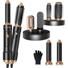 6 in 1 matu fēnu komplekts, 1000W Airstyler Haarstyler Warmluftbürste Set, Negativ Ionen Hairstyler mit föhn, Rundbürstenföhn, föhnbürste, Glättbürste, Air Styler Thermal Brush Haartrockner Set