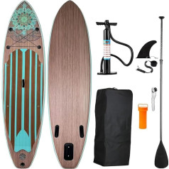 MEKETUM Sup Board Aufblasbar Stand Up Paddling Board 320 x80 x15cm Bis 150kg Standup Paddle Set mit Pumpe Zubehör für Anfänger Kinder Stabilität Leichtes Yoga Angeln Meer Sommer Wasser Spaß