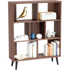 Bestier Mid-Century Bücherregal Modernes Bücherregal mit 7 Würfelaufbewahrung und Beinen Freistehendes dekoratives Organizer-Regal für Wohnzimmer Schlafzimmer Home Office Möbel