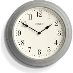 JONES CLOCKS® Supper Club liels sienas pulkstenis Klasisks dizains, krēmkrāsas ciparnīca un melnas rokturi 40cm (pelēks mētelis)