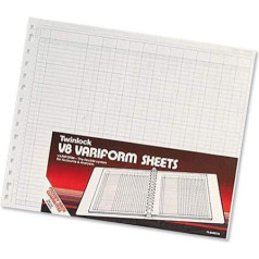 Rexel Twinlock Variform daudzrindu iesiešanas komplekts V8 Cash Refill Sheets, 24 kolonnas, balts(Iepakojumā 75 gab.)