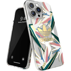 Adidas korpuss izstrādāts iPhone 14 Pro Max, triecienizturīga aizsardzība pret kritieniem, saderīgs ar bezvadu uzlādi, 6,7 collu MagSafe saderīgs caurspīdīgs korpuss ar zelta detaļām, aizsargā mobilo tālruni