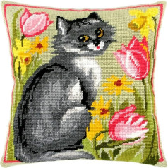 Kitty Needlepoint Set Throw Pillow 16 x 16 collas drukāts gobelēns audekls Eiropas kvalitāte