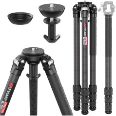 EVUMO Carbon Fibre Camera Tripod 161 cm, 10x Carbon Fibre with 75 mm Bowl Adapter and Monopod, DSLR Tripod for Films, Heavy Telescopes, Camera Tripod with 32 mm Leg, 20 kg Load Capacity