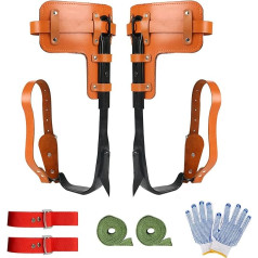 Tree Climbing Equipment, Tree Climbing Tool, Crampons, Height Adjustable and with Cowhide Strap, Tree Crampons, Climbing Trees Artifact, Non-Slip Climbing Spike Set for Forest Camping, Fruit