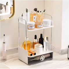 NUODWELL Make-up-Organizer mit Schublade, Badezimmer-Arbeitsplatte, Hautpflege, Kosmetik-Organizer, Schreibtisch-Aufbewahrungsregal für Kosmetik, Toilettenartikel, Lotionen, Parfums (weiß)