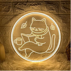 SIGNCLUBS Cat Neon Sign personalizēta sienas apdare guļamistaba Cat Neon Signs 30 x 30 cm USB Warm White Pet Party Neon Light Lettering for Pet Shop, Coffee House, Playroom, Birthday