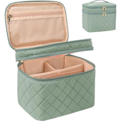 Twofold Große Make-up-Tasche Kosmetiktaschen für Frauen 2 Schichten Make-up Reisetasche Schwarz Make-up Tasche Organizer mit Fächern Aufbewahrungskoffer mit Trennwänden, Grün, Diamond Green, L,