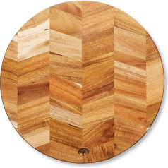 Barbary & Oak BO847023 Chevron apaļš sagriešanas dēlis sagatavošanai un servēšanai Acacia Wood Red