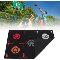 FOLOSAFENAR Basketbola treniņu paklājs, 2 mm salokāms neslīdošs gumijas basketbola treniņu paklājs, melns, klusais basketbola treniņu sistēmas paklājs, paredzēts bērniem līdz 150 cm, mājām