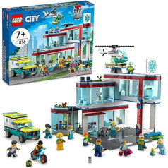 LEGO City Hospital 60330 konstruktors ar ātrās palīdzības mašīnu un glābšanas helikopteru bērniem no 7 gadu vecuma (816 gabaliņi)