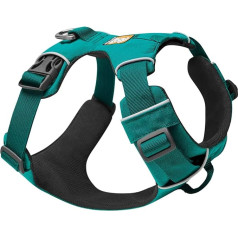 RUFFWEAR Front Range suņu siksna ar krūšu gredzenu, atstarojoša, polsterēta, pret vilkšanu, Aurora Teal, XXS