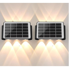 FUPE Saules sienu gaisma āra Pack of 2 Solar LED Wall Light, Solar LED Up & Down Light IP65 Waterproof for Porch Garage Fence Balcony