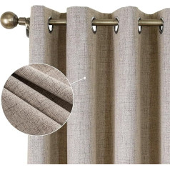 CUCRAF Enerģijas taupīšanas aptumšošanas aizkari Eyelet Thermal Insulated guļamistaba Pair Window Treatments ar pārklājumu Backlight 46x72 collu lina krāsa 2 Pack