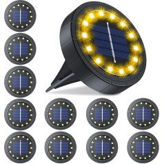 GIACOMO Solar Bodenleuchte 14 LED, Solar Gartenleuchten für Außen IP65 Wasserdicht, Solarleuchte für Garten Solar Außenleuchte außen, für Garten, Rasen, Gehweg, Patio, Auffahrt