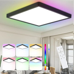 Kowanie LED griestu gaisma Dzīvojamās istabas lampa - RGB LED griestu gaisma Melns panelis 36 W lampa Guļamistabas lampa ar tālvadības pulti Vannas istabas lampa IP44 Griestu lampa Bērnu istabas lampa