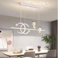 Ēdamistabas lampa LED ēdamgaldiņa galda lampa Modern LED piekaramais apgaismojums Dimmable ar tālvadības pulti Piekaramais apgaismojums Ēdamistaba Regulējams augstums Lustra dzīvojamai istabai Guļamistaba Virtuve Birojs (balta, L 100)