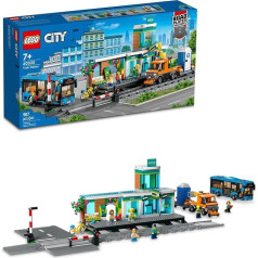 LEGO 60335 City Der Bahnhof: LEGO: Stadtabenteuer mit Bus, Hubwagen, 6 Minifiguren, Straßenschilder, kompatibel mit Stadtzug, Lernspielzeug für Kinder ab 7 Jahren, Geschenk