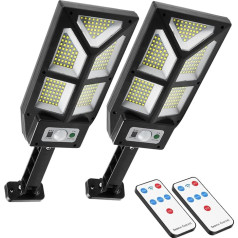 PEAKRO Solarlampen für Außen mit Bewegungsmelder, 196LEDs Solar Straßenlaterne Solarleuchte Outdoor Solar Lampe, 3 Modi IP65 Wasserdichte Solar Strahler 120°für Außen Garten Straße(2 Stück)