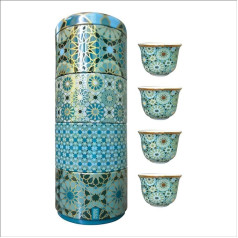 Images d´ orient Skārda kastīte ar 4 kafijas tasītēm Blechdose mit 4 Porzellan Kaffeetassen Andalusia 60ml, Images d`Orient:Andalusia