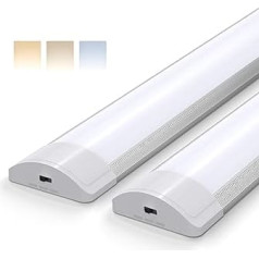 Barrina LED lampas 113 cm, 36 W, 3750 lm, 3000 K/4000 K/6500 K, mainīga krāsa, LED lampas virtuvei, birojam, garāžai, darbnīcas apgaismojumam, griestu gaismai, darbnīcas lampas, 2 gab., iepakojumā