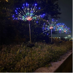 Komplektā 4 saules uguņošanas ierīces, saules dārza lampas, 120 LED āra ūdensizturīgas uguņošanas ceļa lampas, saules dekoratīvās gaismas dārza kanāla dekoratīvā ieliktņa gaisma, krāsainas gaismas