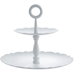 Alessi Dressed for X-Mas Etagere mit Zwei Ebenen aus Stahl, epoxidharzlackiert, weiß. Reliefdekors, balts, 25 x 25 x 21 cm