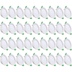 Yiahin LED iegremdētais starmešu apgaismojums 230 V Ultra Flat 4 W 339 LM Warm White 3000 K LED starmeši Griestu plānas apaļas iegremdētas gaismas Griestu starmešu LED downlights komplekts dzīvojamai istabai iekštelpās 36 gab. komplekts