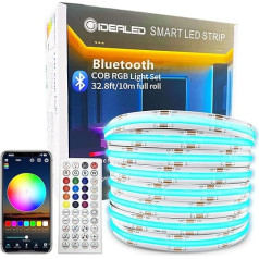 GIDEALED DC24V RGB COB LED Streifen10m Kit,Dimmbare COB LED Strips Light mit IR Fernbedienung & Bluetooth APP Steuerung,6700 LEDs,CRI90 Super Hell Flexibler LED RGB Band für DIY Ambientebeleuchtung