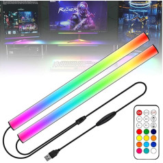 WILLED 2-in-1 spēļu apgaismojums, 5 V USB RGB lampa zem monitora, Dreamcolour Screenbar datora iestatīšanai ar 12 dinamiskām, apkārtējās vides dekorācijām ar tālvadības pulti, TV fona apgaismojums