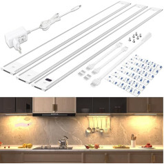 wobsion virtuves LED apgaismojums ar bezkontakta sensoru, 1300 LM LED lente 42 cm x 3 gabali Virtuves apgaismojums, aptumšojams, 3000 K, ļoti plāns virtuves apgaismojums ar LED apgaismojumu vitrīnā