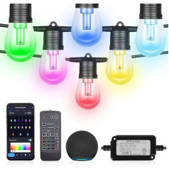 LED pasaku gaismas āra apgaismojums, 30 m, 30 LED Smart RGB pasaku gaismas, IP65 ūdensizturīgs, izturīgs pret sadursmēm, balss vadība ar Alexa & Google Assistant, taimera funkcija, vairāki režīmi dārzam, svinībām,