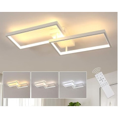 Comely Griestu gaisma LED, moderna ģeometriska dizaina viesistabas lampa ar tālvadības pulti, regulējams spilgtums 3000 K - 6500 K, griestu gaisma LED taisnstūra formas guļamistabai, ēdamistabai, studijai