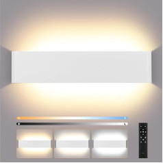 ENCOFT 18 W sienas gaisma iekštelpās ar tālvadības pulti Dimmable LED Wall Lamp Modern Up Down Light Wall Lighting White IP44 for Living Room Bedroom Hallway Stairs etc. Izgatavots no alumīnija