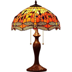 Bieye Orange Tiffany stila vitrāžas galda lampa Dragonfly Dzīvojamā istaba 24