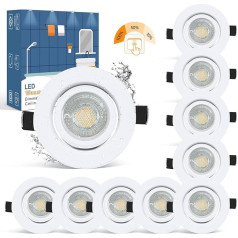 wowatt 10 x 7 W LED iegremdējamie prožektori, balti, 3 līmeņi, regulējami, aizvieto 70 W halogēna prožektorus, 230 V, īpaši plakani, 2800 K, silti balti iegremdējamie gaismekļi, IP44, spilgti 700 lm, vannas istabas iegremdējamie gaismekļi