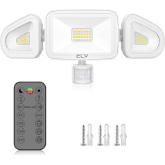 CLY 42W LED prožektors ar kustības sensora tālvadības pulti, 3600LM 6500K Cool White āra prožektors ar regulējamu 3 galvu LED prožektoru IP66 ūdensnecaurlaidīgs prožektors garāžai un terasei