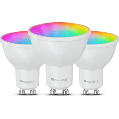 Nanoleaf Matter Essentials spuldzīte, 3 viedās RGBW GU10 LED spuldzes - matētas ar vītni, Bluetooth 16 miljonu krāsu LED spuldzes, ekrāna sinhronizācija, darbojas ar Alexa, Google Home, Apple, dekorēšanai un spēlēm