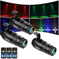 LED Pinspot gaisma, 3 gabali, Czgor Disco Ball prožektori 15W RGBW 4 in 1 spoguļbumbu gaisma ar tālvadības pulti, īpaši spilgti LED Pin prožektori ballītēm, DJ diskotēkām, klubiem, bāriem, kāzām