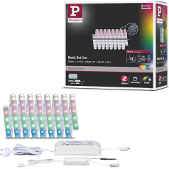 Paulmann 78884 LED sloksnes MaxLED 500 Basic komplekts Smart Home Zigbee IP44 3 m, ieskaitot 1 x 23 W dimmable RGBW Colour Control sudraba krāsas regulēšanas sudraba plastmasas gaismas sloksnes 3000 K