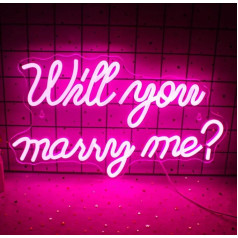 Will You Marry Me Neon Sign for Wall Decoration Wedding Pink LED burti Neon Sign Powered by USB Light Sign for Proposal Decorations Wedding Party Valentīna diena Girlfriend