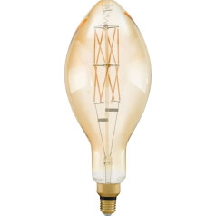 EGLO E27 LED spuldze, īpaši liela dzintara krāsas retro spuldze, liela izmēra, retro sveces spuldze, 8 W (ekvivalents 60 W), 806 lūmeni, silti balta, 2100K, E140, diametrs 14 cm