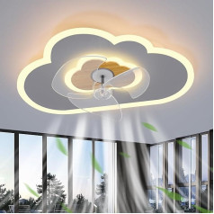 Griestu ventilators ar apgaismojumu Dimmable Clouds Fan Griestu gaisma Koka LED ventilators Griestu ventilators ar tālvadības pulti 47 W 6 vēja moderns griestu ventilators Gaisma dzīvojamai istabai Guļamistaba 50 cm