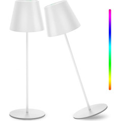 2 LED galda lampu komplekts ar bateriju, izgatavots no metāla, ar pieskārienu, aptumšojams, 8 krāsas RGB LED galda lampa, bezvadu, iekštelpās un ārpus telpām, IP54, ūdensizturīga, uzlādējama LED galda lampa lasīšanai, darbam, bāriem, restor