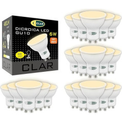 CLAR - LED GU10 LED Warm White, 6 W GU10 LED, GU10 spuldze, GU10 LED, GU10 LED, LED lampa GU10, LED spuldze, GU10 Warm White, 3000 ºK (20 gab.)